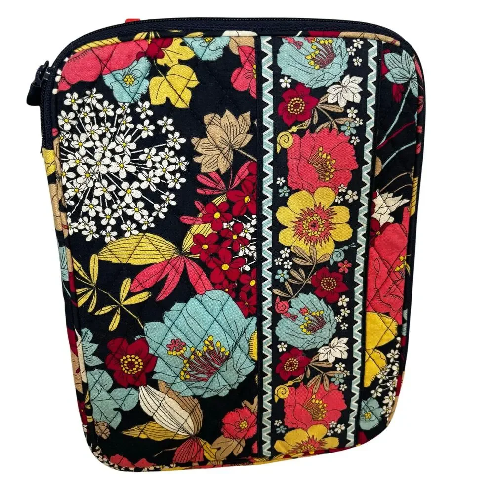 Vera Bradley quilted cotton zip around tablet cover travel case sleeve pink blue